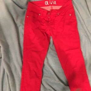 Red denim stretch Jean never worn size 3